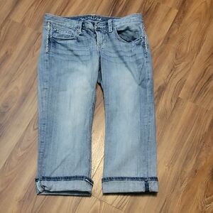 Maurices Blue Ankle Cropped Jeans with Distressed Look